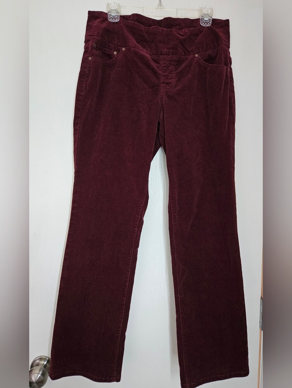 Jag Jeans Burgundy Pull On Fine Wale Corduroy Straight Leg Pants, 16P